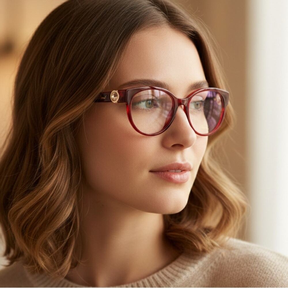 New! Chopard VCH350S 0954 Red/Burgundy Women Glasses, Authentic